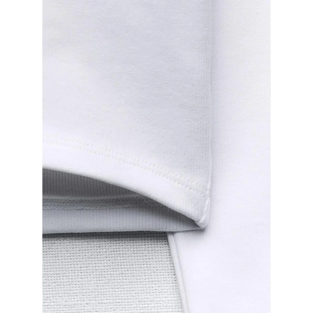 ZARA // white long sleeved cropped slim fit plunge round neck soft stretch top